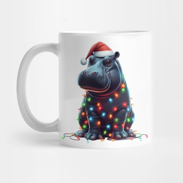 Hippo Wrapped in Christmas Lights by Chromatic Fusion Studio